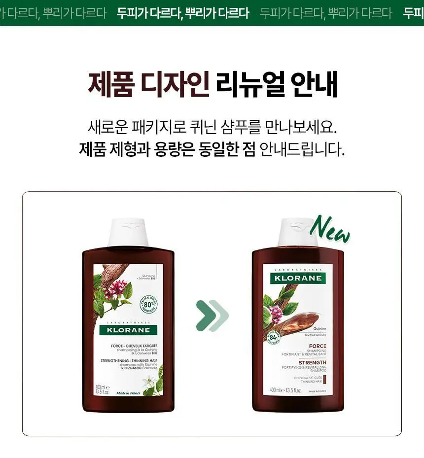 [두피활력 & 모발강화] 클로란 퀴닌 에델바이스 샴푸 더블 기획 (400ml 2입기획) 상세페이지 2